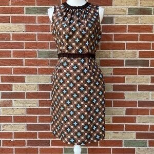 An Original Milly of New York Grosgrain Sleeveless Brown Blue Sheath Dress 👗